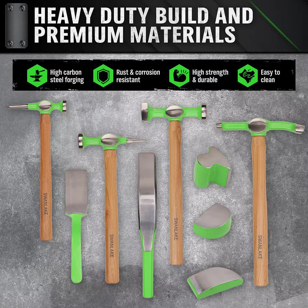 Hand Tools: 9-Piece Garden Tools Auto Body Hammer Dolly Set Car Body Dent Repair Tool Case