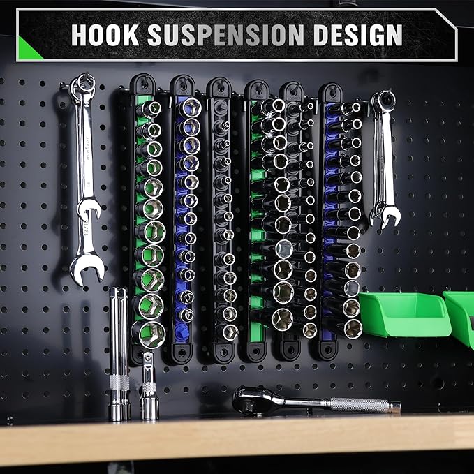 Hand Tools: SWANLAKE 6-Piece Swivel Socket Organiser Set, 1/4-Inch x 26 Clips, 3/8-Inch x 26 Clips, 1/2-Inch x 22 Clips, Premium Quality Socket Storage Holders