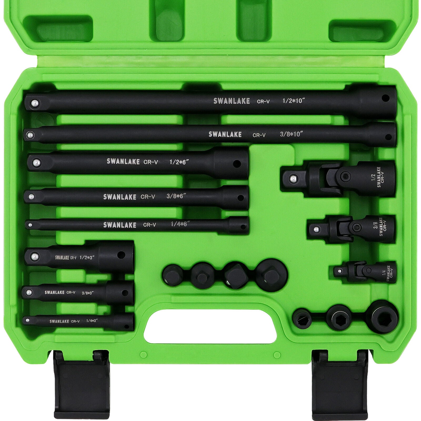Hand Tools: SWANLAKE 18Pcs Drive Tool Accessory Set Extension Bars Impact Universal Joint