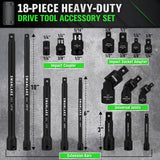 Hand Tools: SWANLAKE 18Pcs Drive Tool Accessory Set Extension Bars Impact Universal Joint