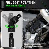 Hand Tools: SWANLAKE 18Pcs Drive Tool Accessory Set Extension Bars Impact Universal Joint