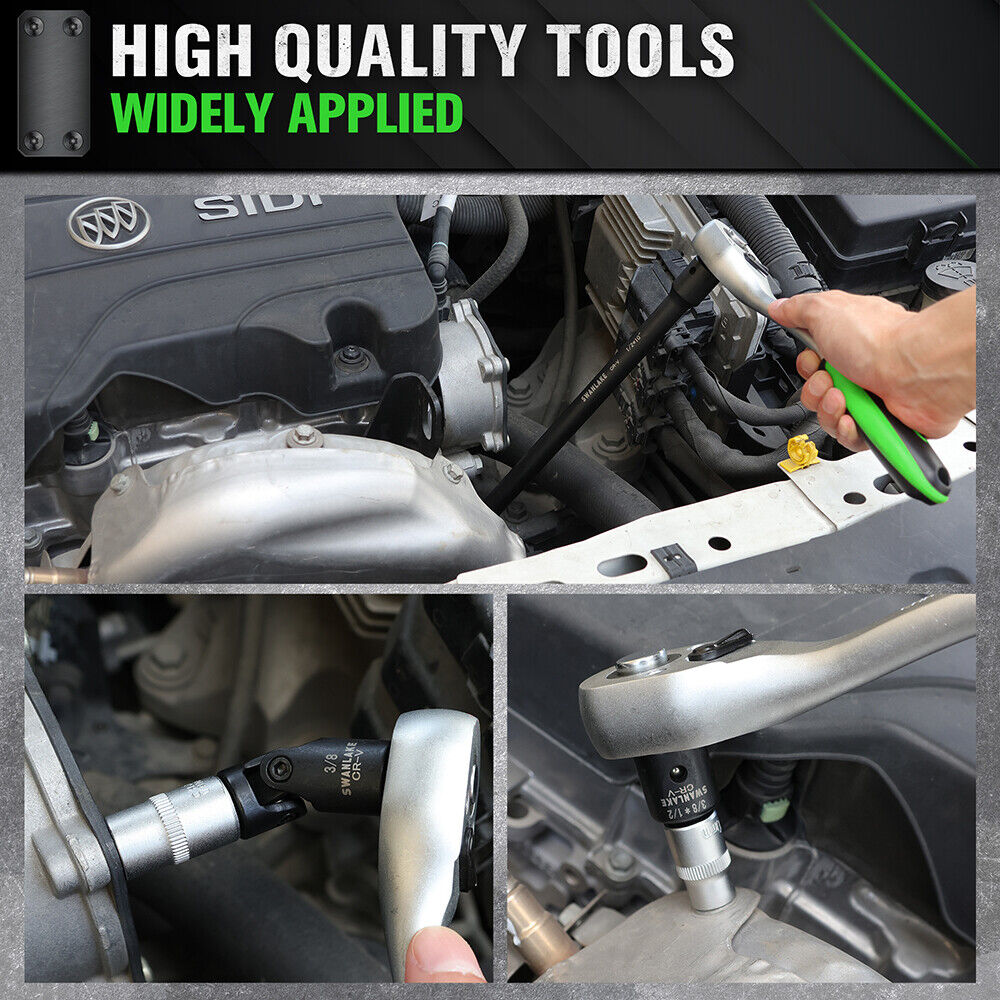 Hand Tools: SWANLAKE 18Pcs Drive Tool Accessory Set Extension Bars Impact Universal Joint