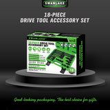Hand Tools: SWANLAKE 18Pcs Drive Tool Accessory Set Extension Bars Impact Universal Joint