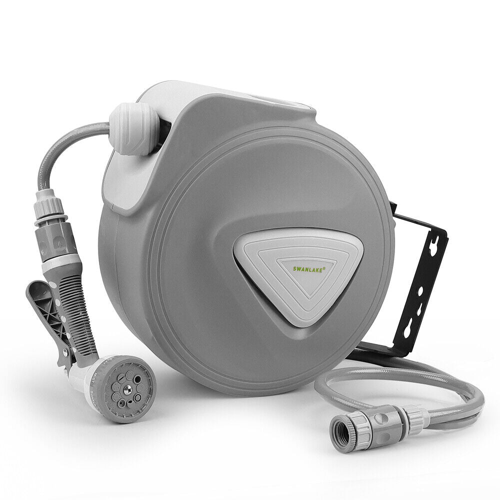 Air Compressors Accessories: 10M Retractable Garden Air Hose Reel Storage Auto Rewind Wall Mounted Grey AU
