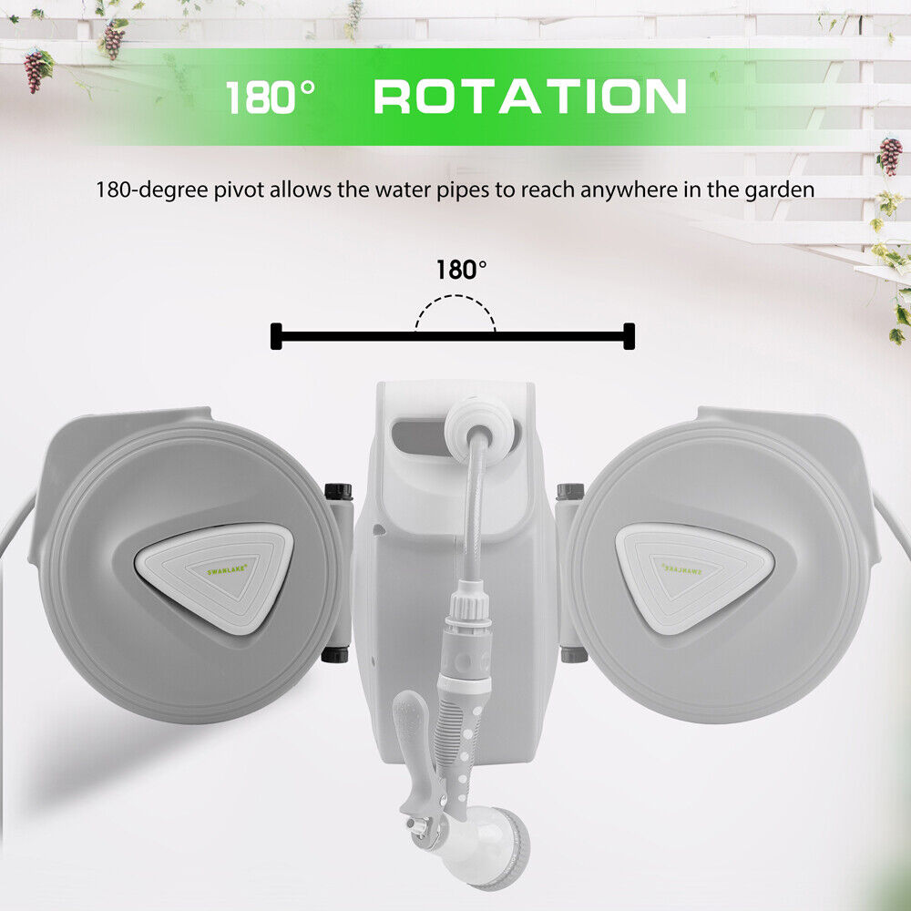 Air Compressors Accessories: 10M Retractable Garden Air Hose Reel Storage Auto Rewind Wall Mounted Grey AU