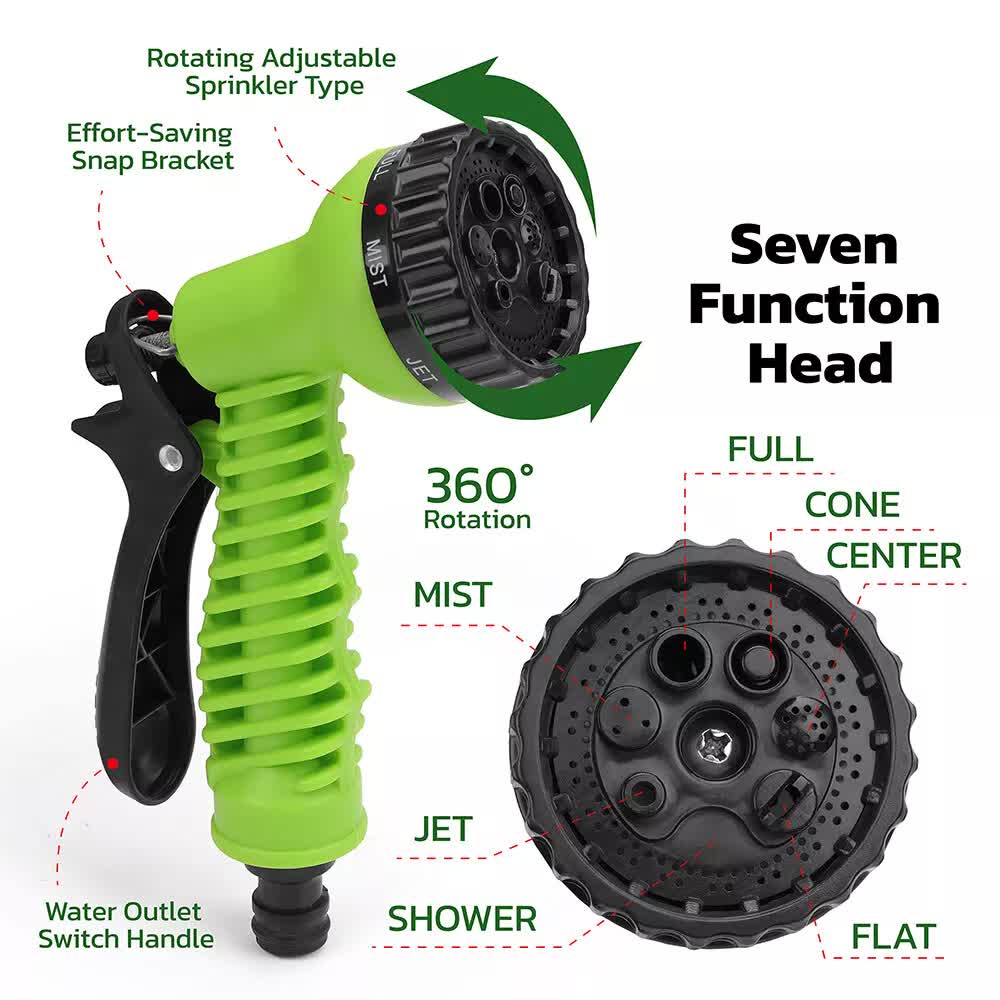 Garden Hoses: 25FT Water Garden Hose Flexible Expandable Pipe Car Wash W/ Spray Nozzle Gun