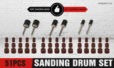 Sanding Accessories: 51Pc Sanding Bands Drum Sleeve Set 120 Grits Mandrel Dremel Rotary Kit 3mm Shank