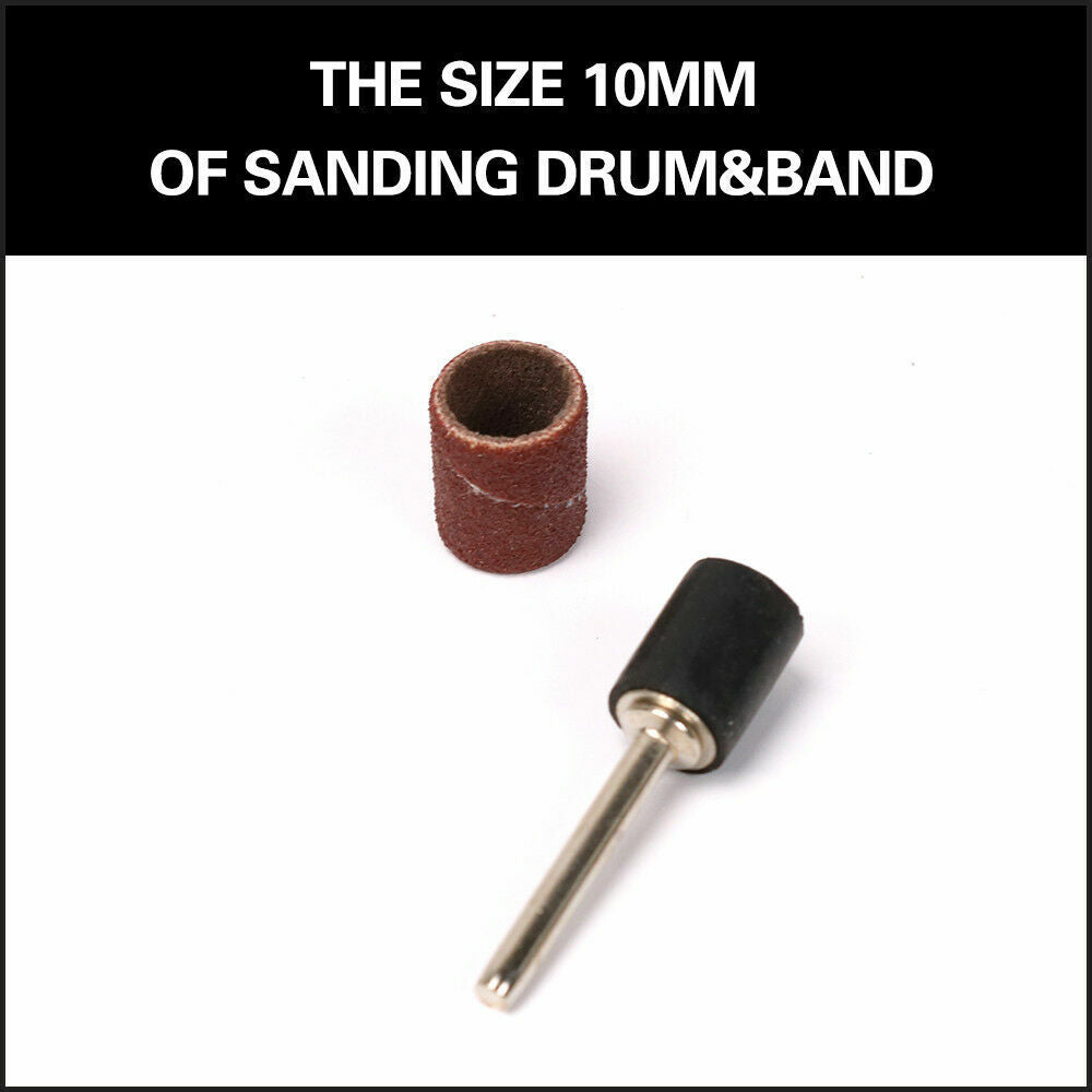 Sanding Accessories: 51Pc Sanding Bands Drum Sleeve Set 120 Grits Mandrel Dremel Rotary Kit 3mm Shank