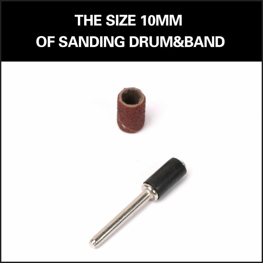 Sanding Accessories: 51Pc Sanding Bands Drum Sleeve Set 120 Grits Mandrel Dremel Rotary Kit 3mm Shank
