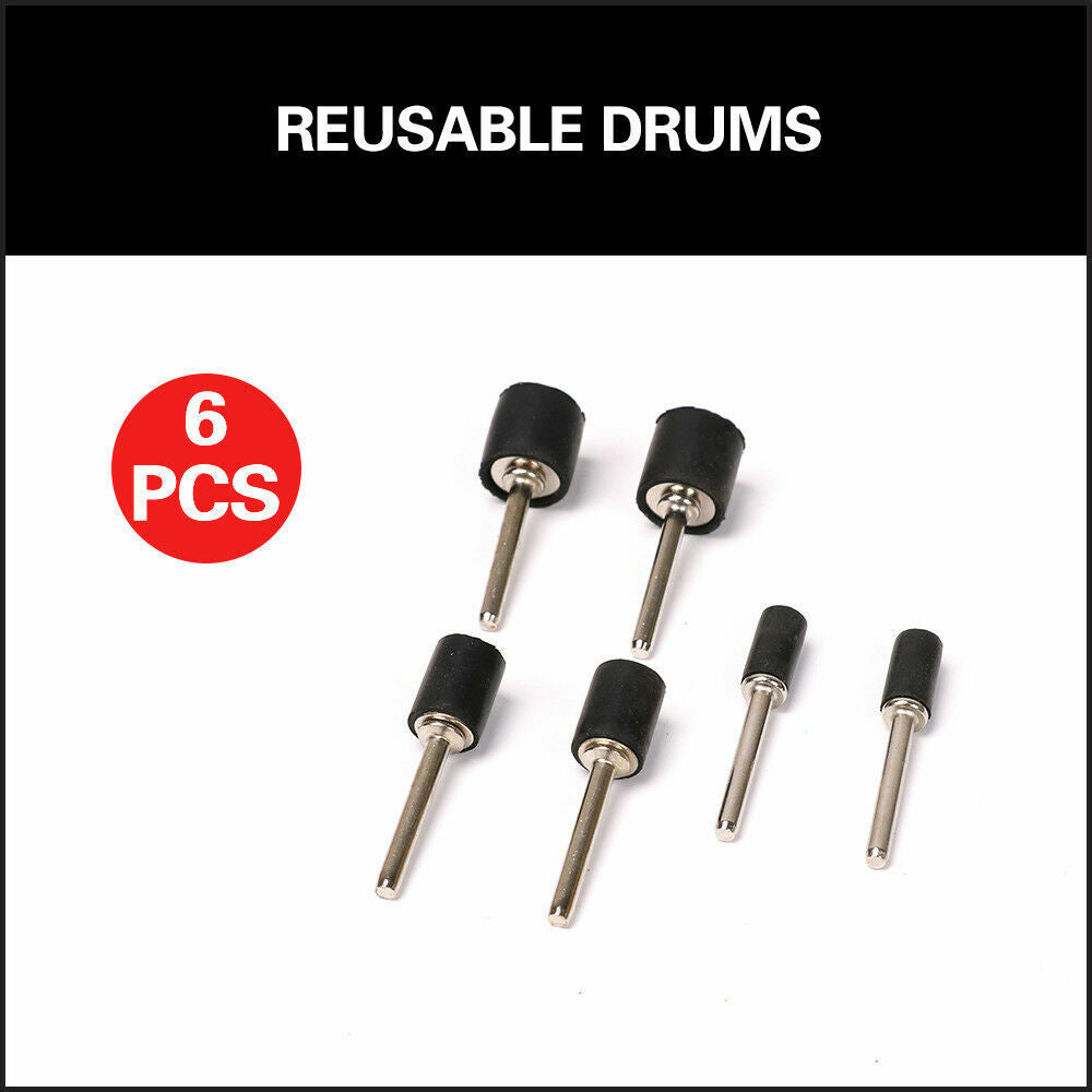 Sanding Accessories: 51Pc Sanding Bands Drum Sleeve Set 120 Grits Mandrel Dremel Rotary Kit 3mm Shank