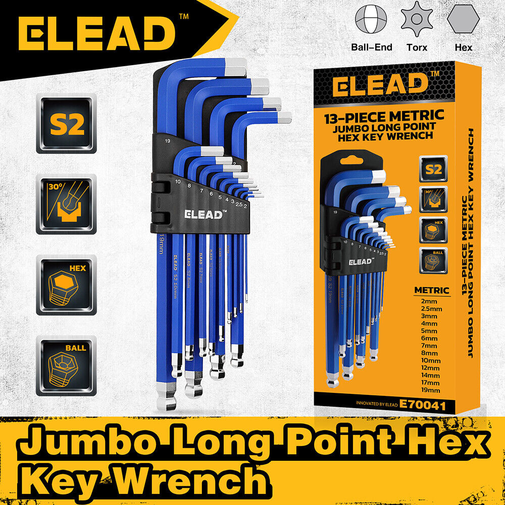 Fence & Gate Accessories: ELEAD 13Pc Extra Large Hex Key Set Long Allen Key Wrench Ball End Metric 2-19mm