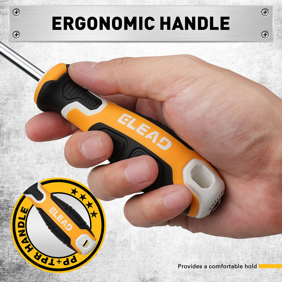 Hand Tools: ELEAD 6Pcs Magnetic Screwdriver Set Phillips Slotted Non-Slip Handle Crv