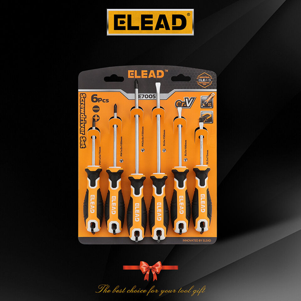 Hand Tools: ELEAD 6Pcs Magnetic Screwdriver Set Phillips Slotted Non-Slip Handle Crv