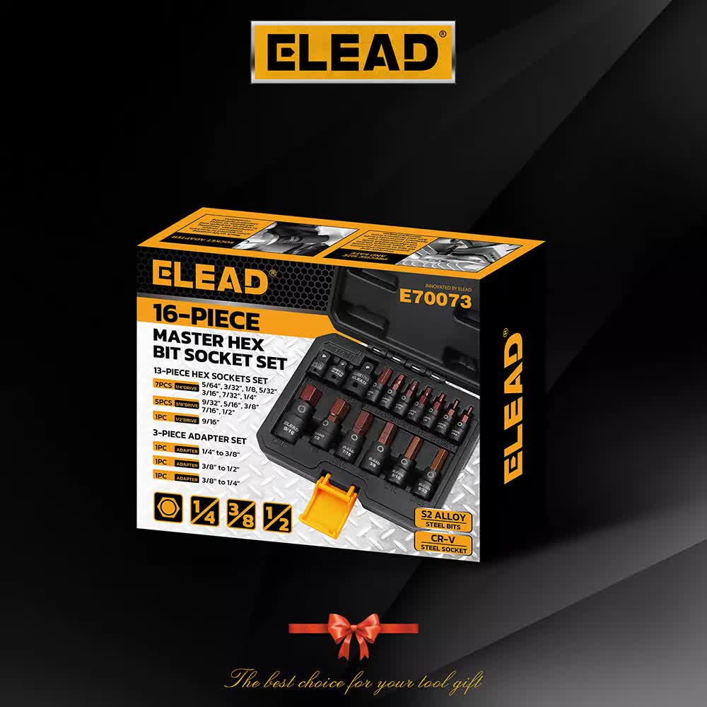 Tool Sockets: 16Pc SAE Hex Bit Impact Socket Set 5/64"-9/16" Allen Socket Set Socket Adapter
