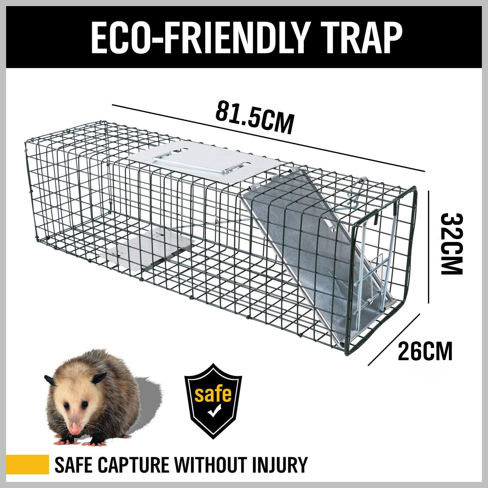 Animal Traps: 81.5*26*32CM Animal Trap Cage Humane Live Steel Catch Possum Fox Rat Cat Rabbit