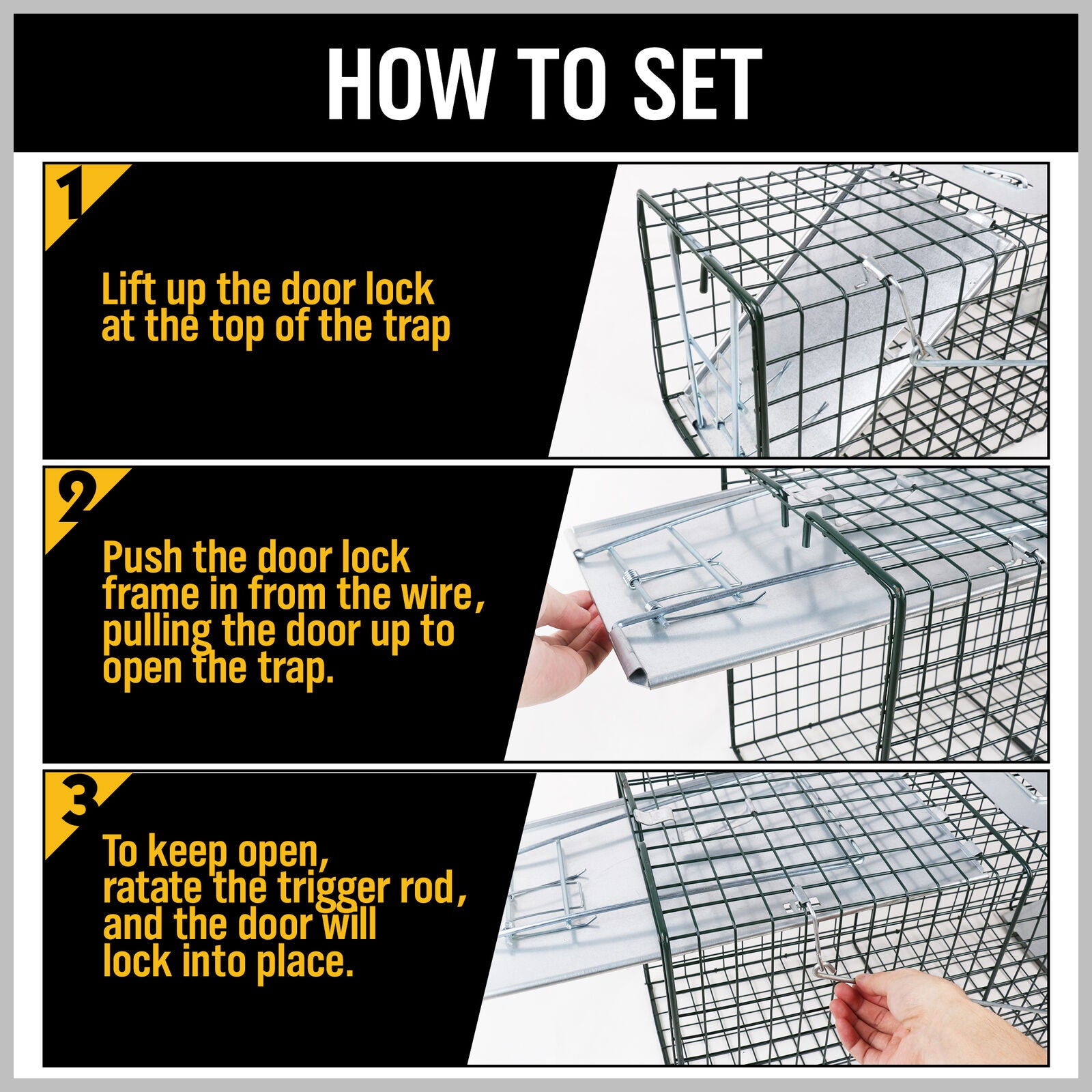 Animal Traps: 81.5*26*32CM Animal Trap Cage Humane Live Steel Catch Possum Fox Rat Cat Rabbit