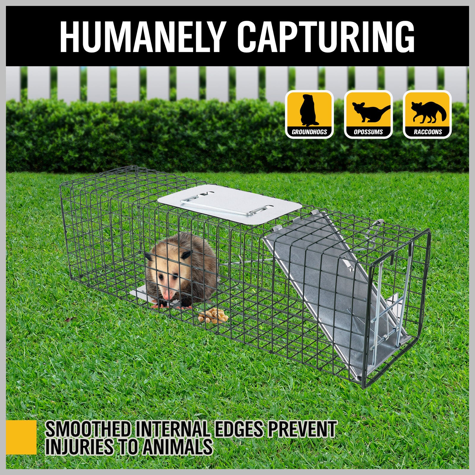 Animal Traps: 81.5*26*32CM Animal Trap Cage Humane Live Steel Catch Possum Fox Rat Cat Rabbit