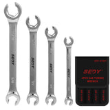 Automotive Repair & Speciality Tools: SEDY 4Pc Flare Nut Spanner Set SAE Brake Line Wrench Offset Head Organizer Pouch