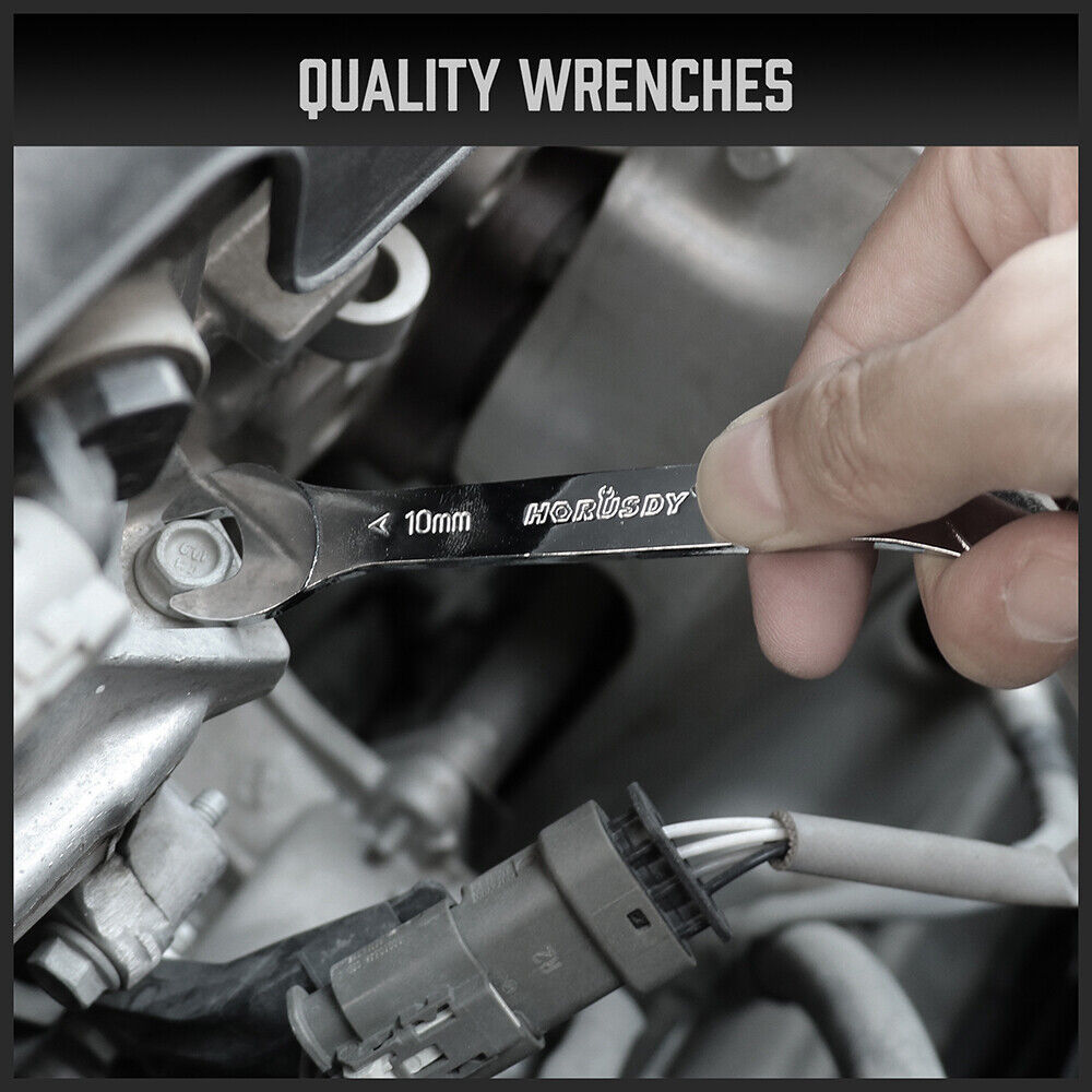Automotive Parts: HORUSDY Super Thin 18Pc Wrench Set Open End Spanner 3mm CRV Metric & SAE w Pouch