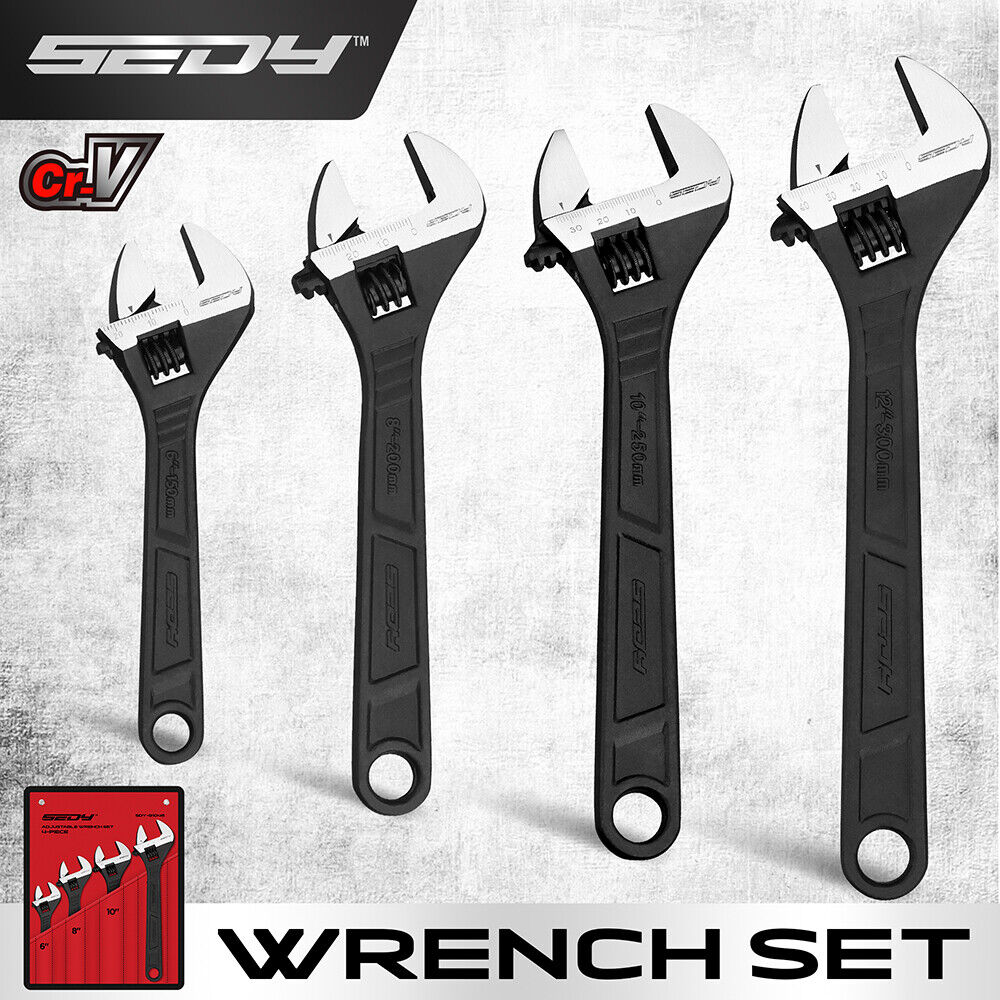 Door Hardware: SEDY 4Pc Adjustable Wrench Set Shifter Heavy Duty SAE & Metric Household Repair