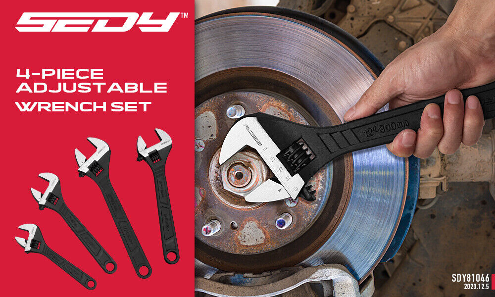 Door Hardware: SEDY 4Pc Adjustable Wrench Set Shifter Heavy Duty SAE & Metric Household Repair