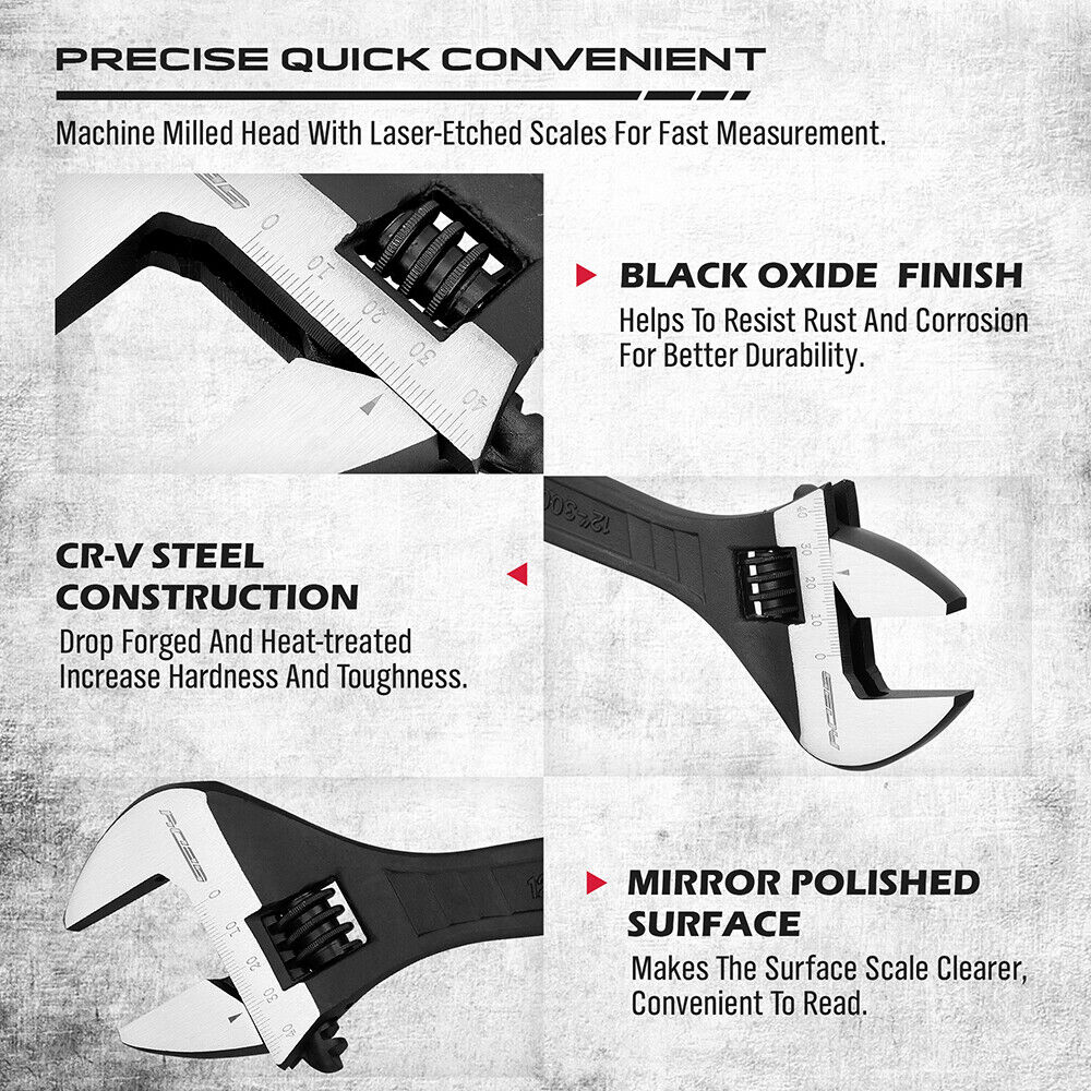 Door Hardware: SEDY 4Pc Adjustable Wrench Set Shifter Heavy Duty SAE & Metric Household Repair