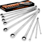Hand Tools: HORUSDY 10Pc Extra Long Ratchet Spanner Set Aviation Double End 8-19mm w/t Pouch