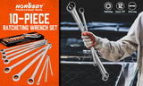 Hand Tools: HORUSDY 10Pc Extra Long Ratchet Spanner Set Aviation Double End 8-19mm w/t Pouch