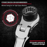 Hand Tools: SEDY 6Pcs Extra Long Flex-Head Ratchet Spanner Set Double Box End Spanner 8-19mm