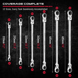 Hand Tools: SEDY 6Pcs Extra Long Flex-Head Ratchet Spanner Set Double Box End Spanner 8-19mm
