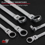 Hand Tools: SEDY 6Pcs Extra Long Flex-Head Ratchet Spanner Set Double Box End Spanner 8-19mm