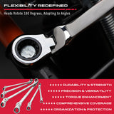 Hand Tools: SEDY 6Pcs Extra Long Flex-Head Ratchet Spanner Set Double Box End Spanner 8-19mm