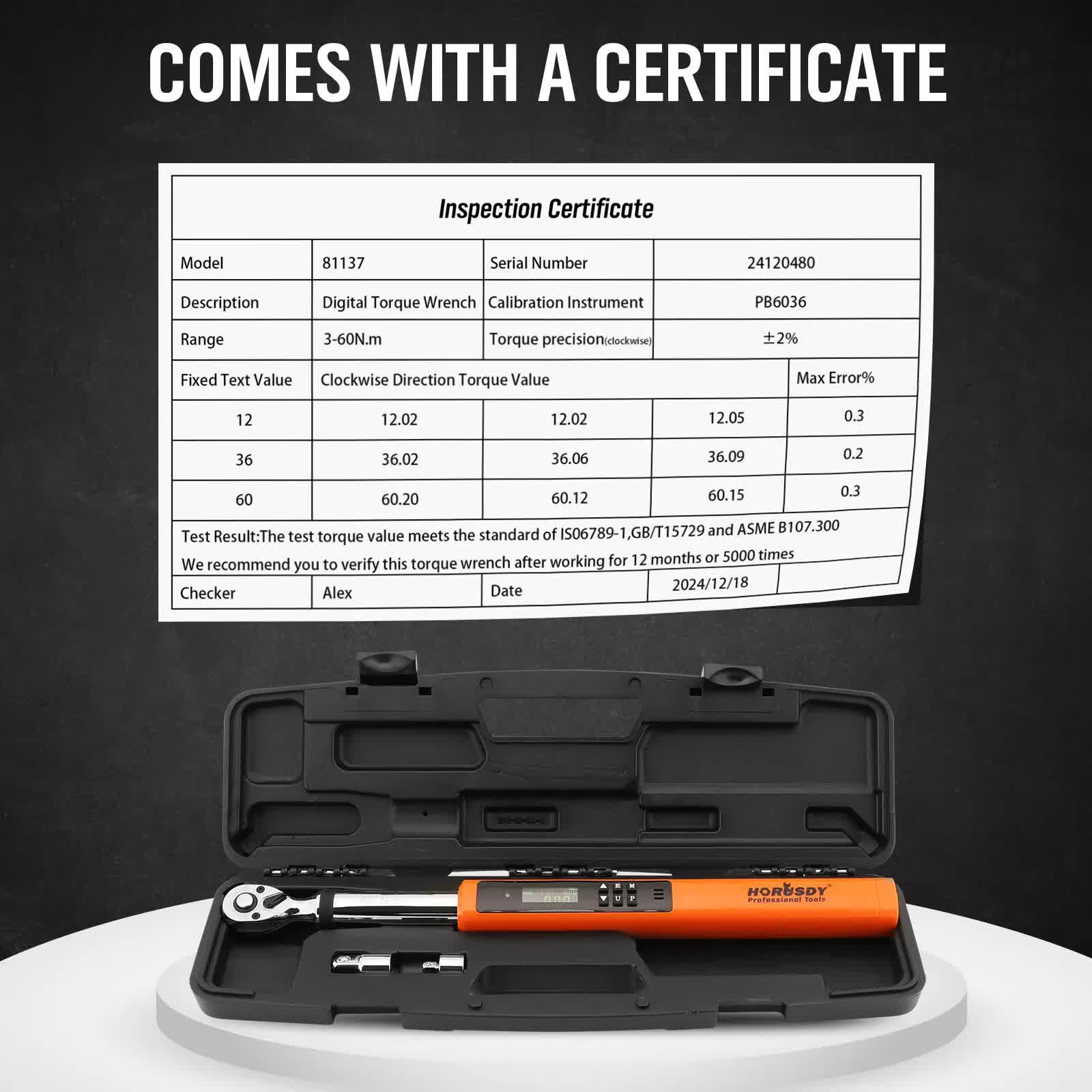 Hand Tools: 3/8" Drive Digital Torque Wrench Electronic Adjustable Torque Range 44ftlb