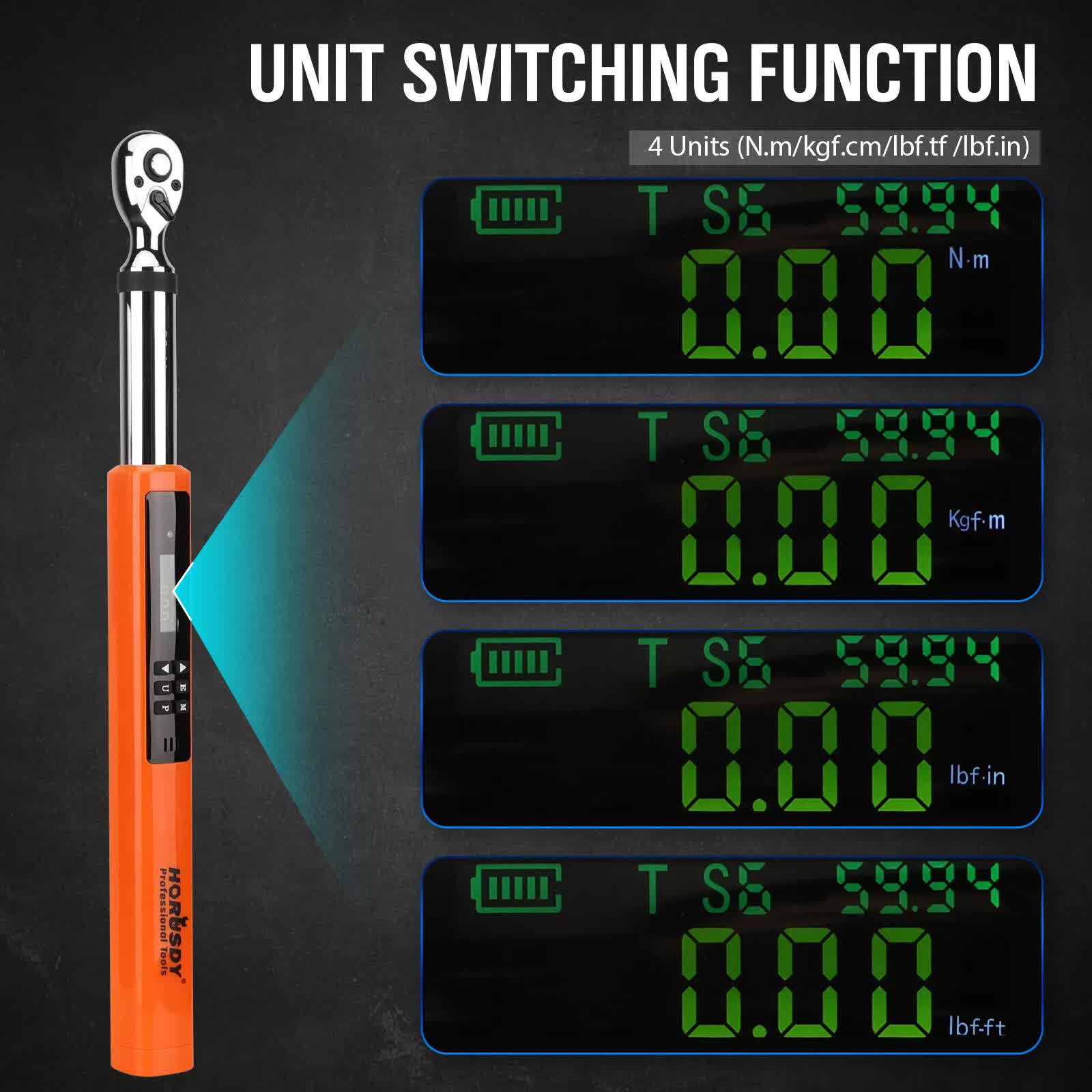 Hand Tools: 3/8" Drive Digital Torque Wrench Electronic Adjustable Torque Range 44ftlb
