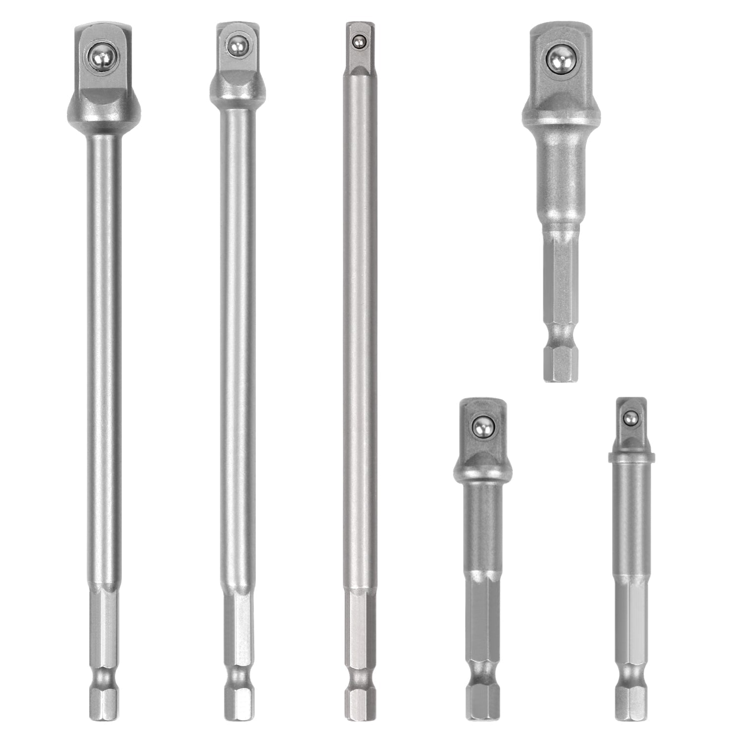 Drill & Screwdriver Accessories: 6Pc Drill Socket Adapter Set Long Short Combination Extension Impact Nut Driver