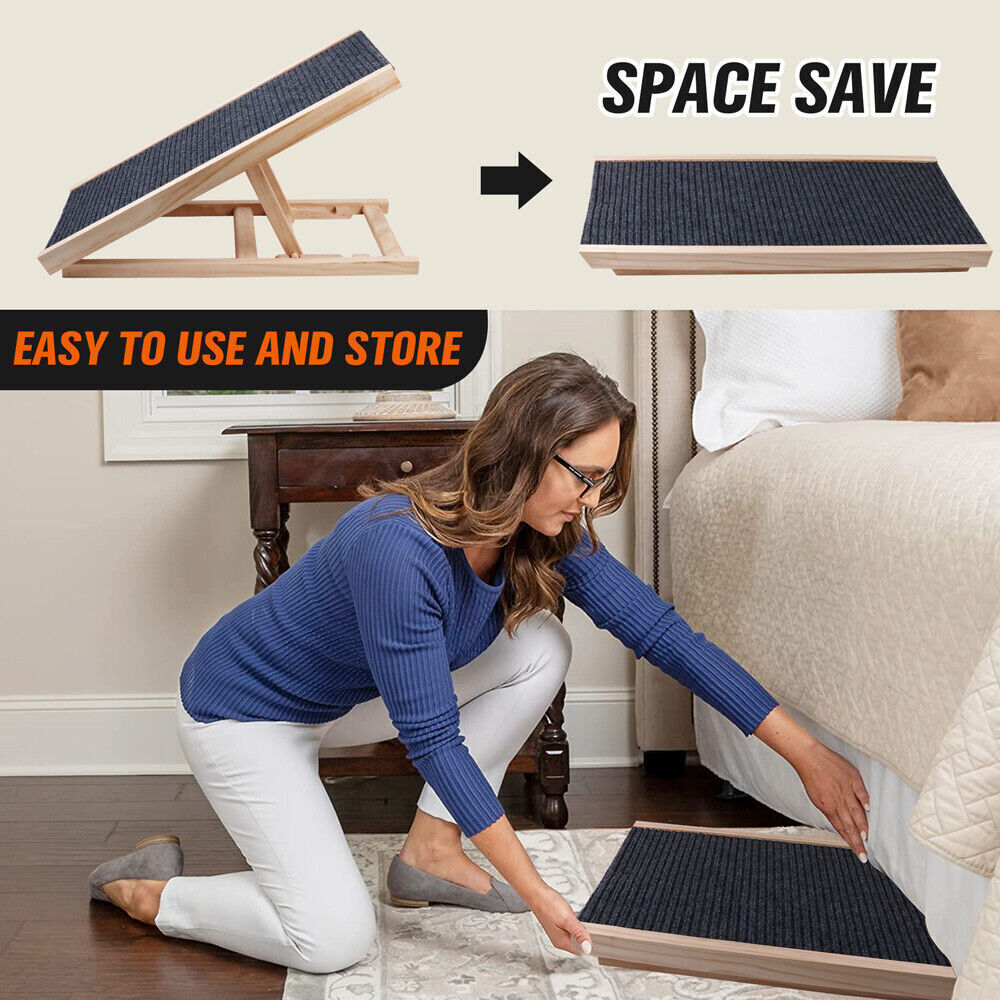 Dog Steps & Ramps: VaKa 70cm Foldable Dog Pet Ramp Adjustable Height Dogs Stairs For Bed Sofa 82006