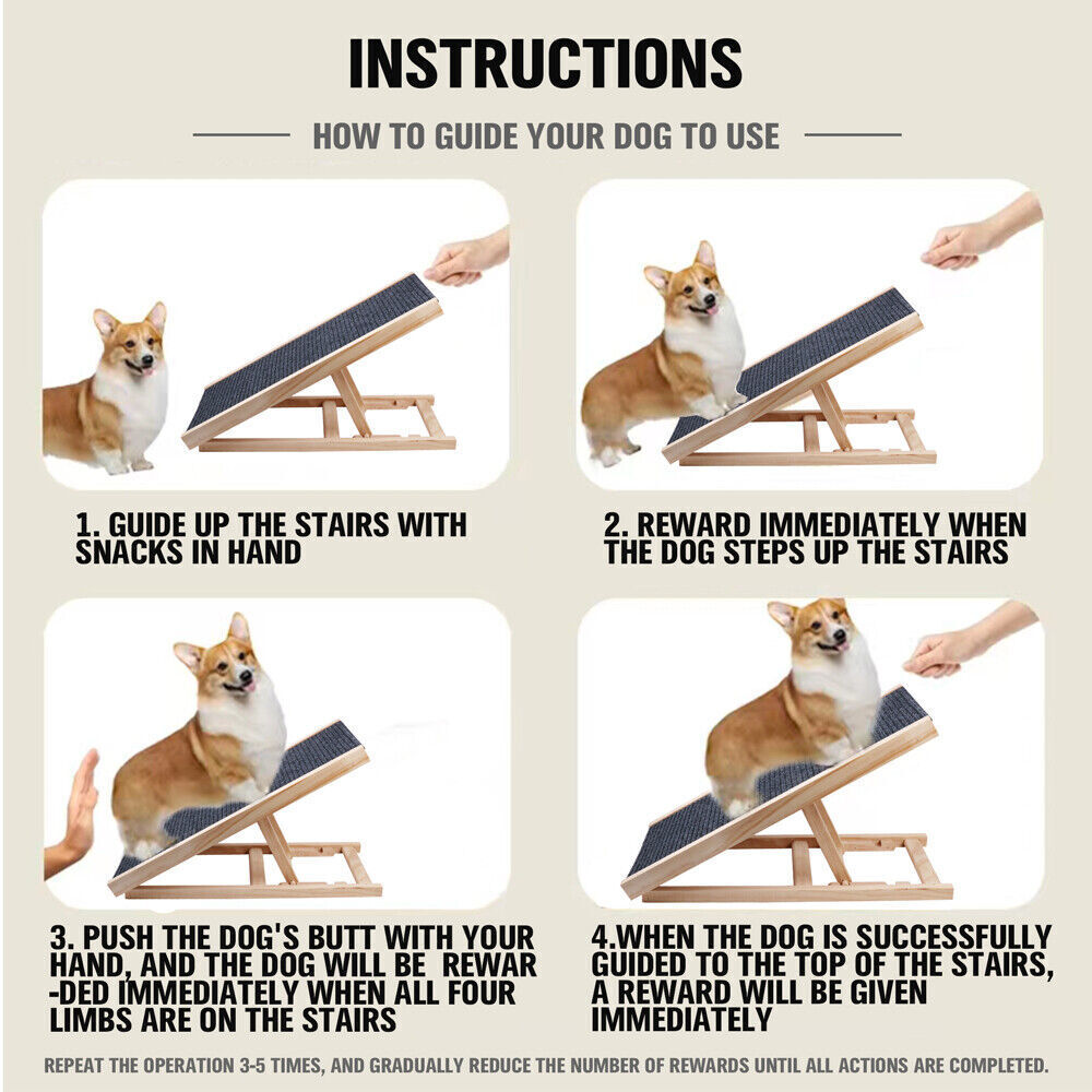 Dog Steps & Ramps: VaKa 70cm Foldable Dog Pet Ramp Adjustable Height Dogs Stairs For Bed Sofa 82006