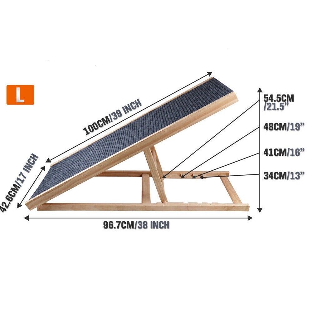 Dog Steps & Ramps: VaKa 100cm Foldable Dog Pet Ramp Adjustable Height Dogs Stairs For Bed Sofa 82007