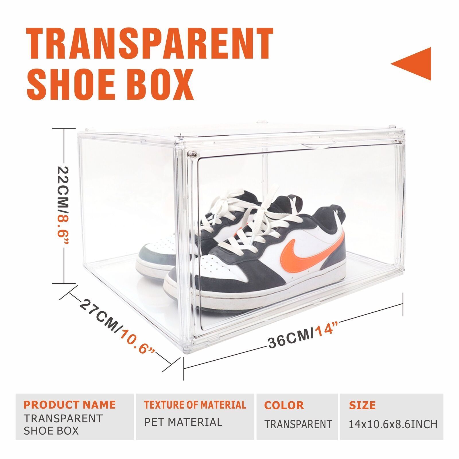 Storage Boxes: 5PC  Stackable Shoe Display Box Hard Acrylic Sneaker Storage Containers Case