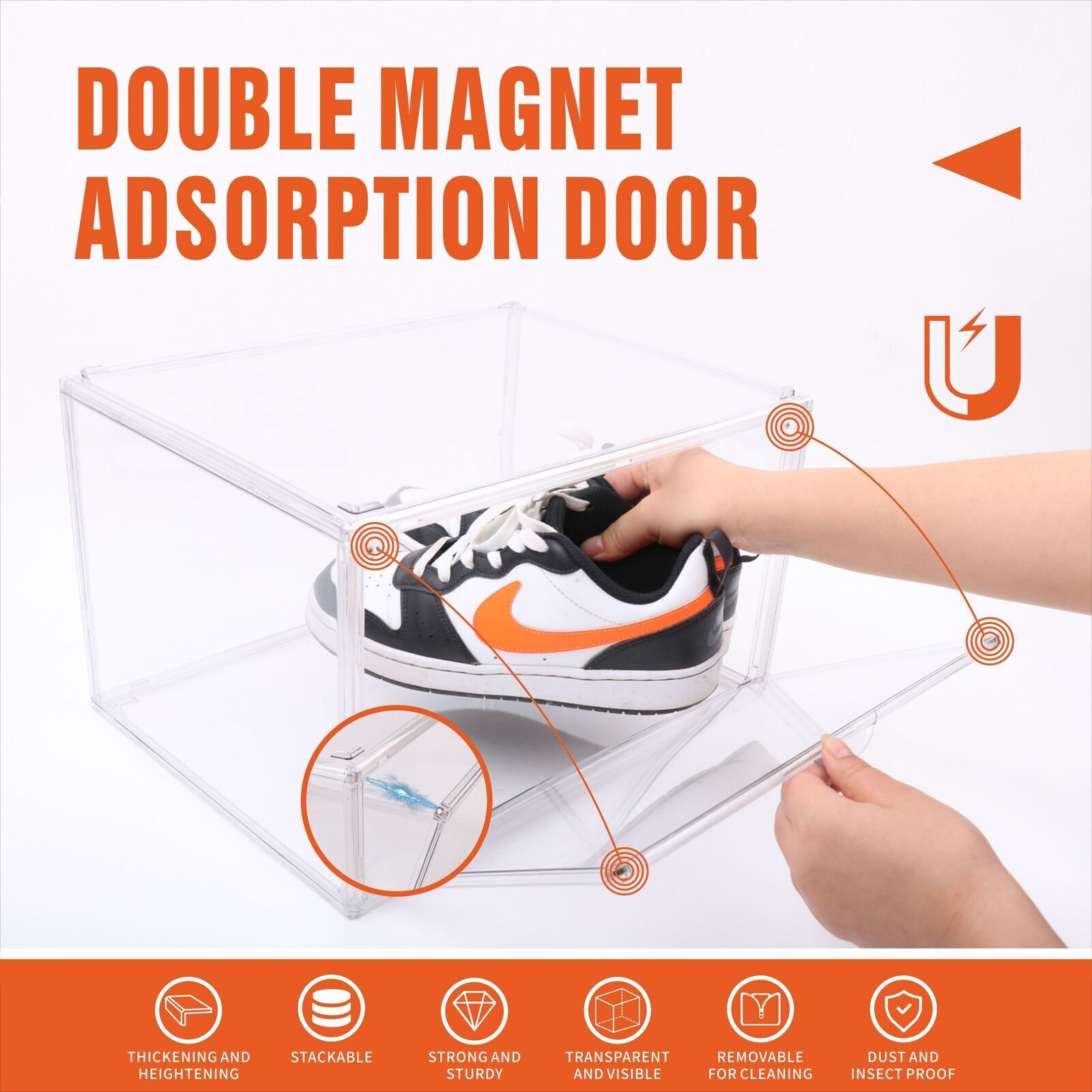 Storage Boxes: 5PC  Stackable Shoe Display Box Hard Acrylic Sneaker Storage Containers Case