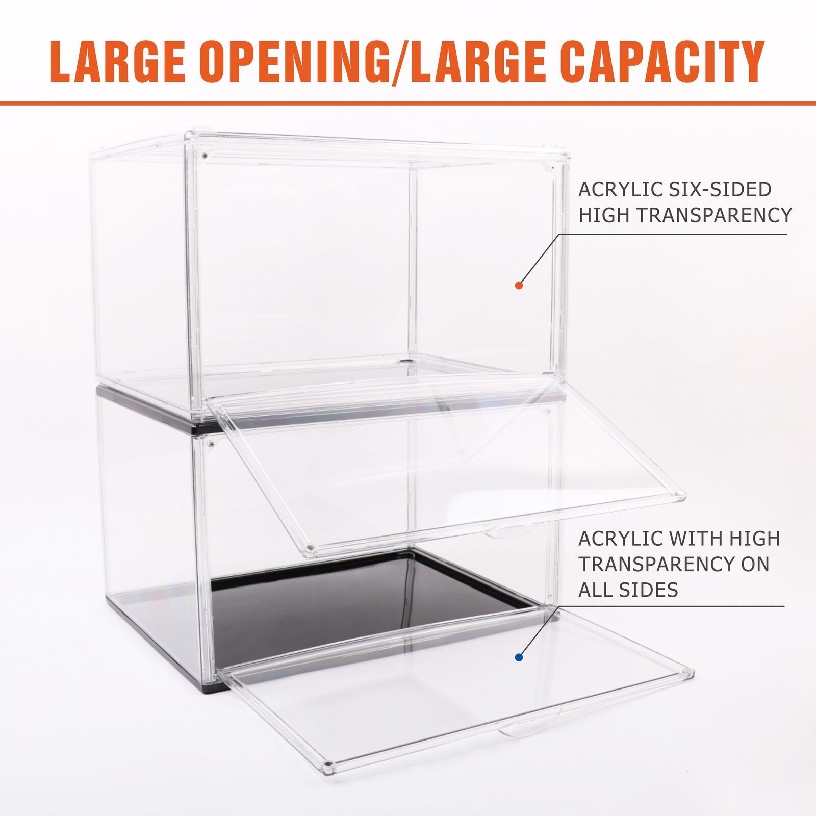 Storage Boxes: 5PC  Stackable Shoe Display Box Hard Acrylic Sneaker Storage Containers Case