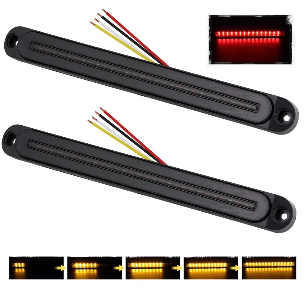 Automotive Lights: 2Piece LED Tail Lights Flowing Turn Signal Stop brake Trailer Truck Caravan IP68