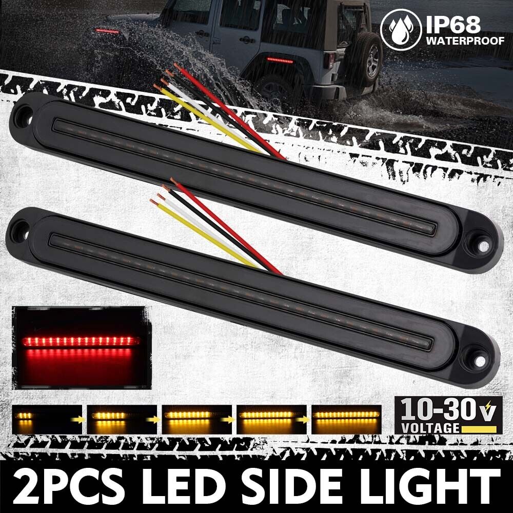 Automotive Lights: 2Piece LED Tail Lights Flowing Turn Signal Stop brake Trailer Truck Caravan IP68