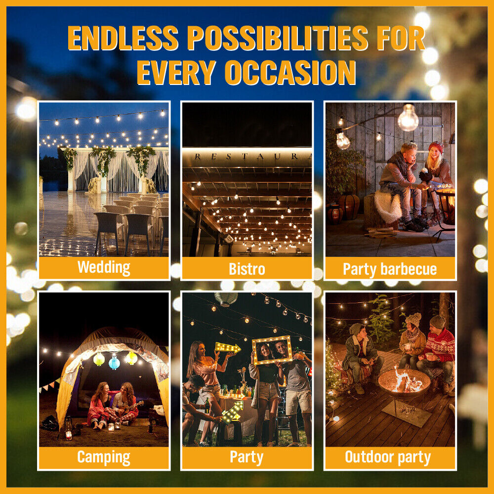 Outdoor Decorations & Lights: Solar Power 15 LED 18.2M Festoon String Lights Wedding Party WaterProof