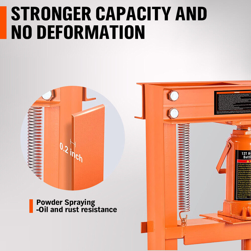 Automotive Lifts & Hoists: HORUSDY 12T Hydraulic Shop Press Bending H-Frame Benchtop Jack Stand Heavy Duty