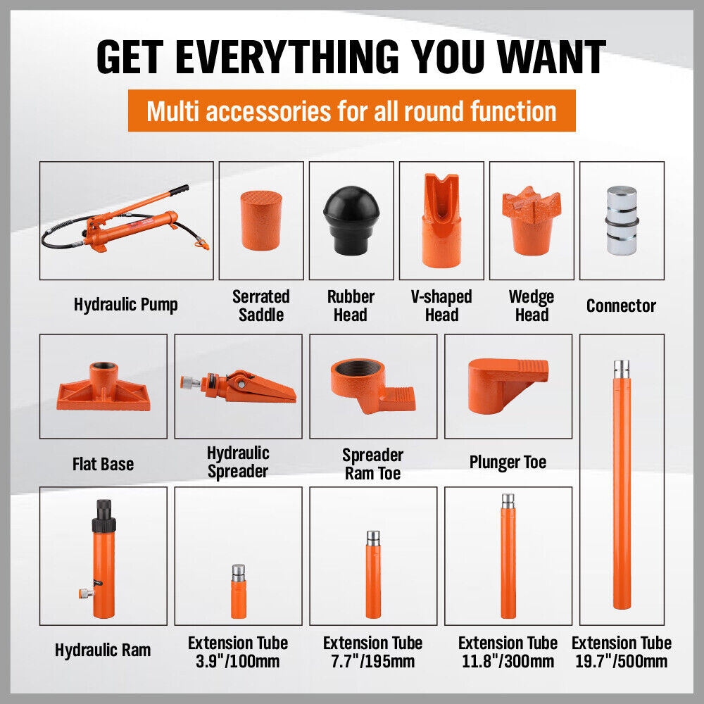 Automotive Repair & Speciality Tools: 12T Porta Power Kit Hydraulic Ram Pump Oil Hose Automotive Body Repair Tool