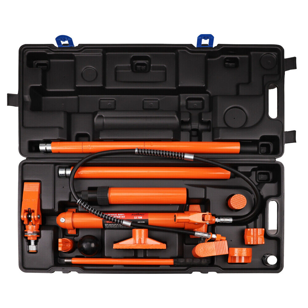 Automotive Repair & Speciality Tools: 12T Porta Power Kit Hydraulic Ram Pump Oil Hose Automotive Body Repair Tool