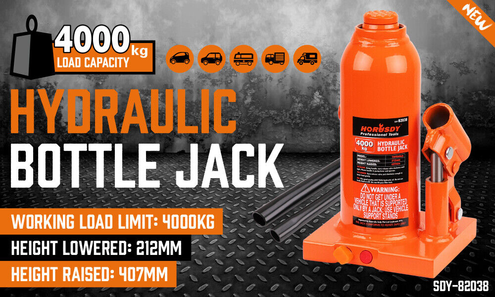 Automotive Lifts & Hoists: 4-Ton (8,000 LBs) Hydraulic Bottle Jack Heavy Duty Car Lifter with Safety Valve