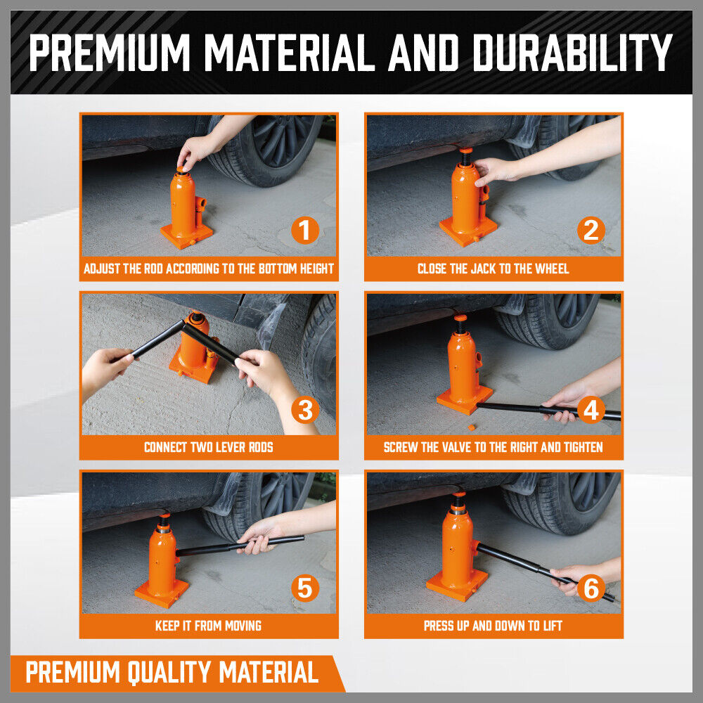 Automotive Lifts & Hoists: 4-Ton (8,000 LBs) Hydraulic Bottle Jack Heavy Duty Car Lifter with Safety Valve