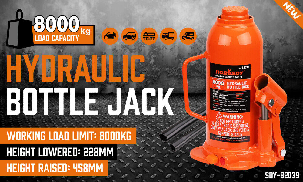 Automotive Lifts & Hoists: 8-Ton (16,000 LBs) Hydraulic Bottle Jack Heavy Duty Car Lifter with Safety Valve